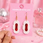 Novelty Pad Earrings | Cute Pink Period Statement Earrings Photo 0