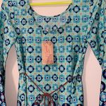 Red Camel  XS women’s scoop neck dress with bell sleeves and belt geometric print Photo 3