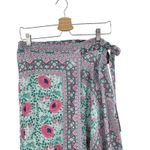 Fox in Gown Wrap‎ Skirt Midi Floral Print Teal Green Pink Size Medium Large Photo 1
