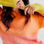 Free People Autumn Sky Combo Gradient Pullover Wool Colorblock Crewneck Sweater Photo 2