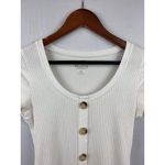 Hollister White Ribbed Button-Front Short Sleeve Top Size S Photo 1