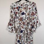 Umgee  White Floral Bell Sleeve Wrap Dress Womens L Ruffled Boho Coquette NWT Photo 3