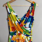 Ralph Lauren Lauren Ruched Floral Faux Wrap Mini Dress Womens 2 Artsy Watercolor Photo 5