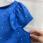 ZARA  Basic women’s blue spotted cap sleeve ruffle knee dress‎ lightweight summer Photo 1