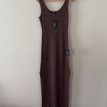 Lulus New Layer Lover Brown Ribbed Knit Tank Dress Sleeveless Side Slit Size XXL Photo 2