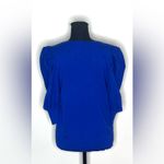DKNY - Trendy Royal Blue V-Neck Winter Sweater with Puffed Sleeve Size L Photo 4
