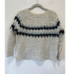 Free People  sweater size S fuzzy fair isles boxy cream ivory with blue Photo 5