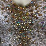 La Femme  strapless sweetheart white gold foil jewelled sequin gown size 2 Photo 6