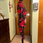 Venus  floral mock halter neck long sleeve bodycon ruched midi dress M keyhole Photo 1