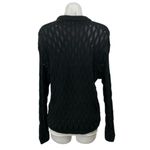 ZARA Womens Black Long Sleeve Cable Knit Semi Sheer Crew Neck Sweater Top Size M Photo 2