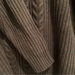 Lands' End Lands’ End Green Chunky Cable Knit Zip Up Mock Neck Sweater L 14-16 Regular Photo 2