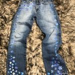 Handpainted Highwaisted Jeans Blue Size 32 Photo 3