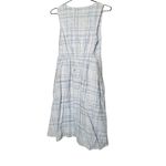 LOVE WHIT Blue Plaid Checkered Tie Front Cotton V Photo 3