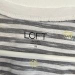 Loft ANN TAYLOR White Black Stripe Pineapple Fruit V-Neck 100% Cotton Tank Top Photo 3