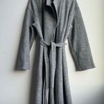 Fleurette 100% Virgin Wool Made In USA gray Trench Wrap Coat Size Medium Tie Photo 0