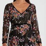 Mac Duggal NWT  Black Floral Embroidered Tea Length Dress Photo 3