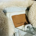 American Eagle Women Sherpa Sleeve Collared Denim Winter Jacket Sz S Photo 12