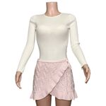 Danielle Guizio GUIZIO Gemma Cable Knit Wool-Blend Wrap Mini Skirt, Pink, XS Photo 8
