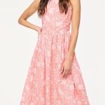 J.Crew New  Vivid Coral Floral Tie Neck Midi Dress Size 10 Photo 0