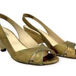 Prada  | US 8.5 / IT 38.5 | Metallic Gold Leather Peep-Toe Slingback Pumps Photo 0