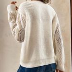 SheIn LUNE Guipure Lace Panel Pointelle Knit Drop Shoulder Sweater Photo 1