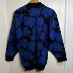 Vintage 80’s Spunky Floral Sweater Purple Green Black No Size Approx. Medium Photo 2