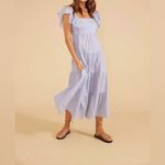 MinkPink Aries Tiered Midi Dress In Blue/white Stripe Size M Blue Size M Photo 12
