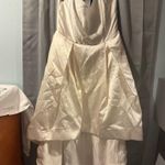 Parker BLACK Roxanne Strapless Dress Womens 16 Off White Satin High Low Gown Photo 1