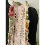 Romantic Cottagecore Coquette Rose Floral Pink Lace Ruffle Sleeveless Blouse Med Photo 5