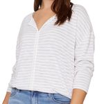 Sanctuary ‎ Curve Elina Metallic-stripe Split-Neck Long Sleeve Tee Shirt Size 2X Photo 0