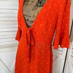 Free People All Yours Polkadot Flounce Sleeve Mini Dress Orange V Neck 4 Photo 7