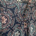 Wishful park  Womens Blouse Roll Tab Sleeve Tunic V-Neck Navy Blue Peach Sz L Photo 3