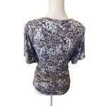 CAbi  Blouse Womens Size M Multi Floral V Neck Ruched Short Sleeve Boho Chic Photo 2