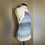Loft Womens Maui Blue Textured Stripe knit Racerback Halter Sweater|Sz:L-Petite Photo 1