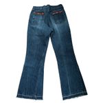Y2K Western High Rise Bootcut Jeans Talon Zipper Raw Hem Boho 28 Blue Photo 1