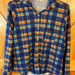 Self Esteem  Women’s Multicolor Plaid Long Sleeve Button Down Shirt Size Large (2 Photo 0