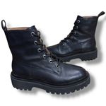 Madewell  The Rayna Lace-Up Lug-Sole Black Leather Boots Size 7.5 Photo 0