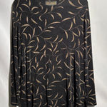 VTG Picadilly Black Botanical Print Long Sleeve Top Blouse Size M Slinky 90s Art Size M Photo 0