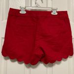 J.Crew Red Scalloped Hem Linen Blend Chino Shorts Photo 5