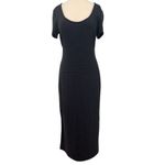 Marine layer  Lexi Rib Black Blue Striped Short Sleeve Midi T-Shirt Dress Size XL Photo 4