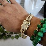 Iced Out Gold Miami Cuban Link Chain Bracelet Photo 6
