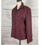 Chico's 0 Zip Up Jacket Womens S Maroon Textured Shimmer Pockets Lined Collar Photo 4
