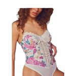 Free People  Intimately Good Luck Charm Floral Print Bodysuit Cream Size L Photo 8