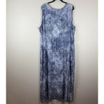 Catherines Maxi Dress Plus 3X Blue Floral Paisley Print Sleeveless Stretch Boho Photo 3
