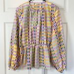Stine Goya Karin Plaid Balloon Sleeve Top Shirt Blouse Techno Check Size XS Purple Photo 0