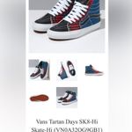 Vans SK8-Hi Tartan Daze Blue Red Multi Plaid Studded Sneakers $167 EUC Wmn 5.5 Photo 11