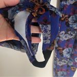 ZARA  women purple floral stirrup pants size small FLAWS stretch flowers Photo 3