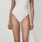 ZARA NWT Massimo Dutti White One Piece Open Back Swimsuit Size Large Photo 0