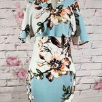 Black Label Jax cold shoulder blue white floral summer party dress size 6 Photo 2