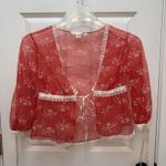 Victoria's Secret  Y2K Babydoll And Coverup Top Red Lace Lingerie Set Women Small Photo 2